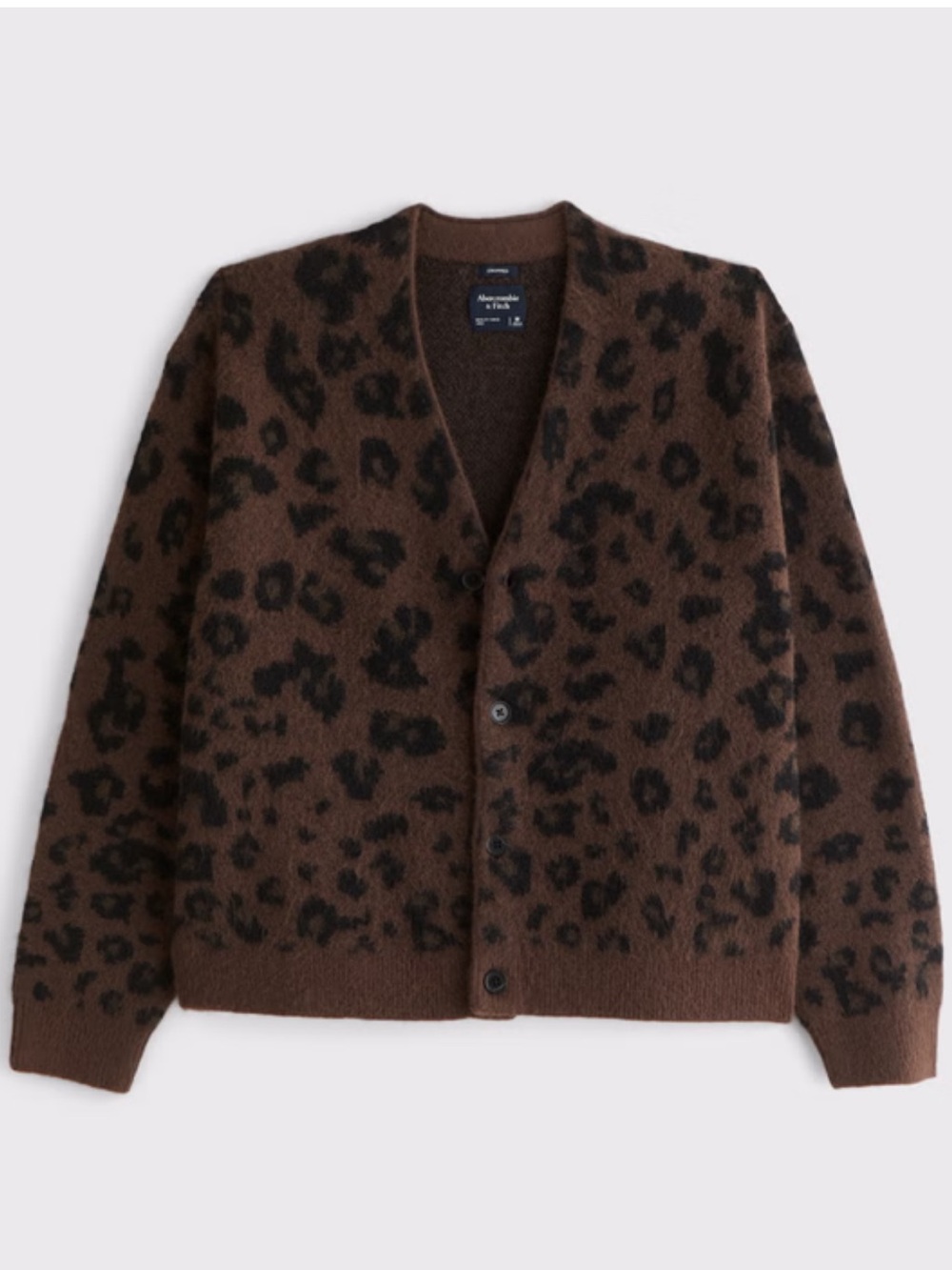 Abercrombie & Fitch Fuzzy Animal Print Cardigan Brown Leopard Size Small NWOT - Picture 6 of 9